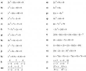 Quadratic Equation Questions with Solutions