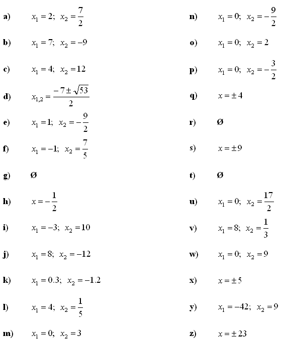 Quadratic Equation Questions