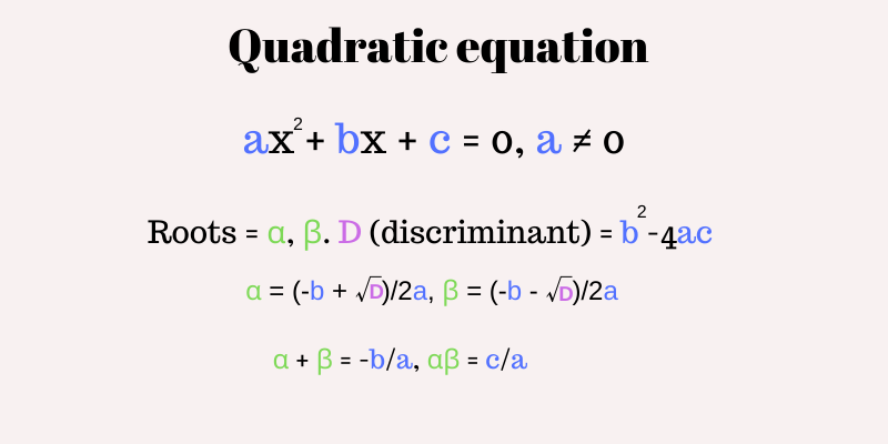 Quadratic Equation Coefficients Formula Quadratic Equation